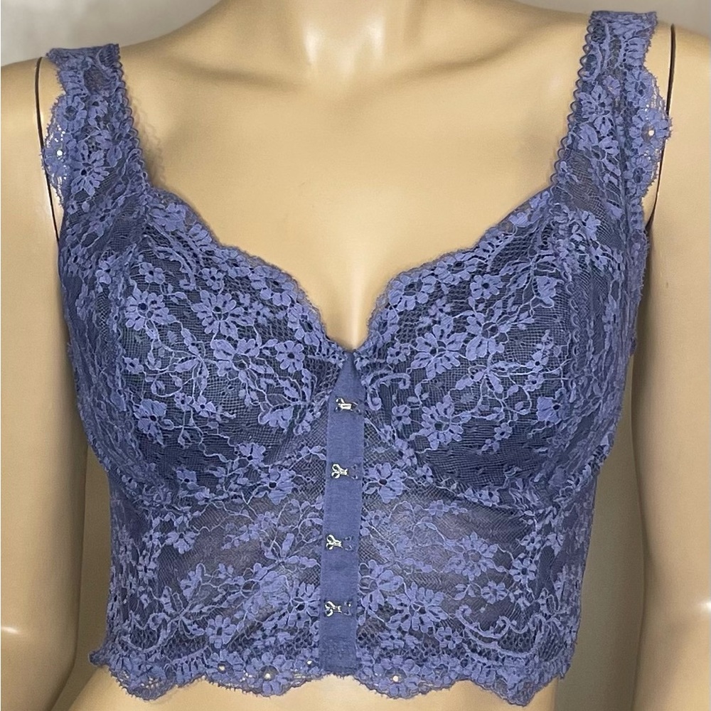 NWT Victoria’s Secret Faux Corset Lace Bra Size 36D Deep Lilac
